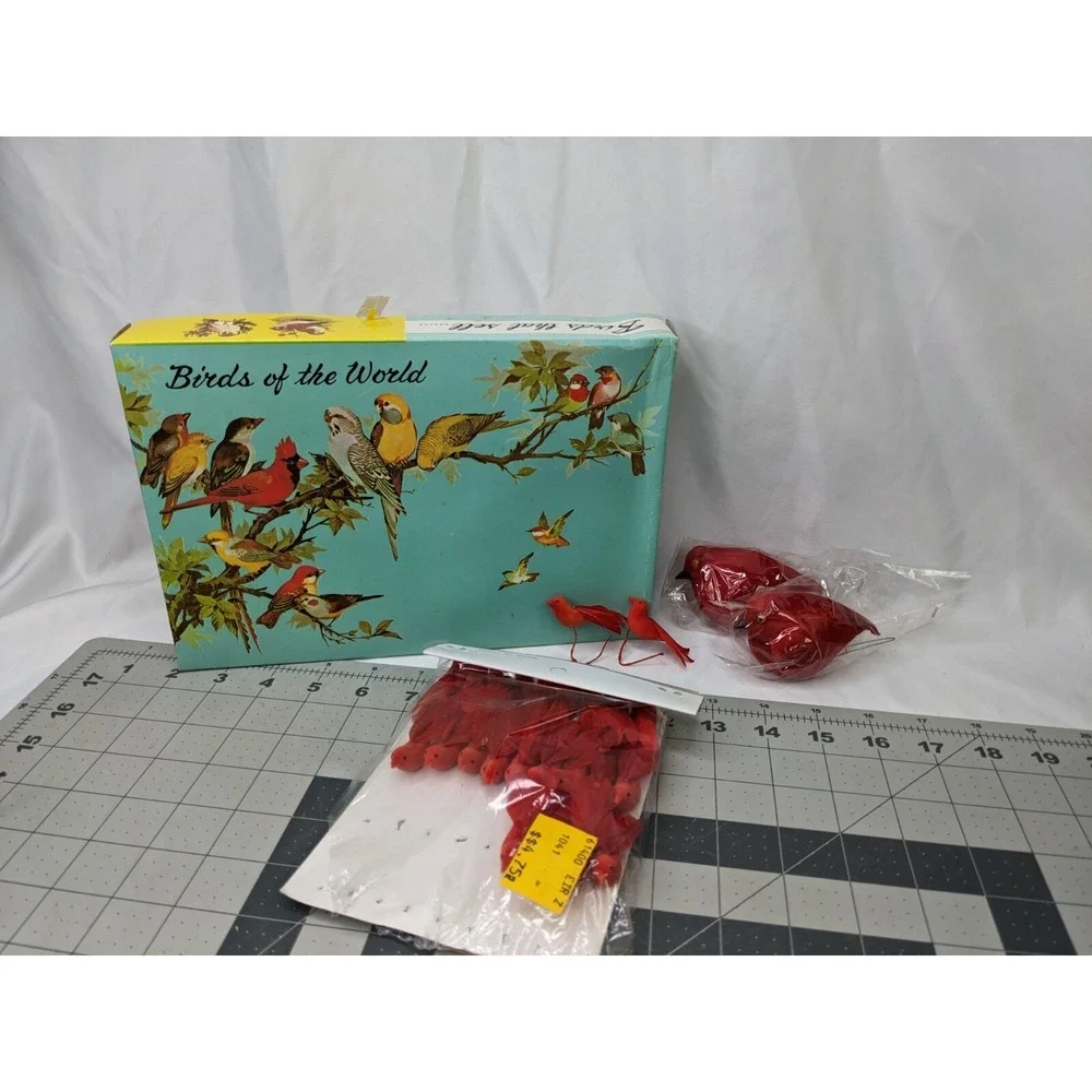Red Bird Ornament‎ Figure Lot and Cute Box